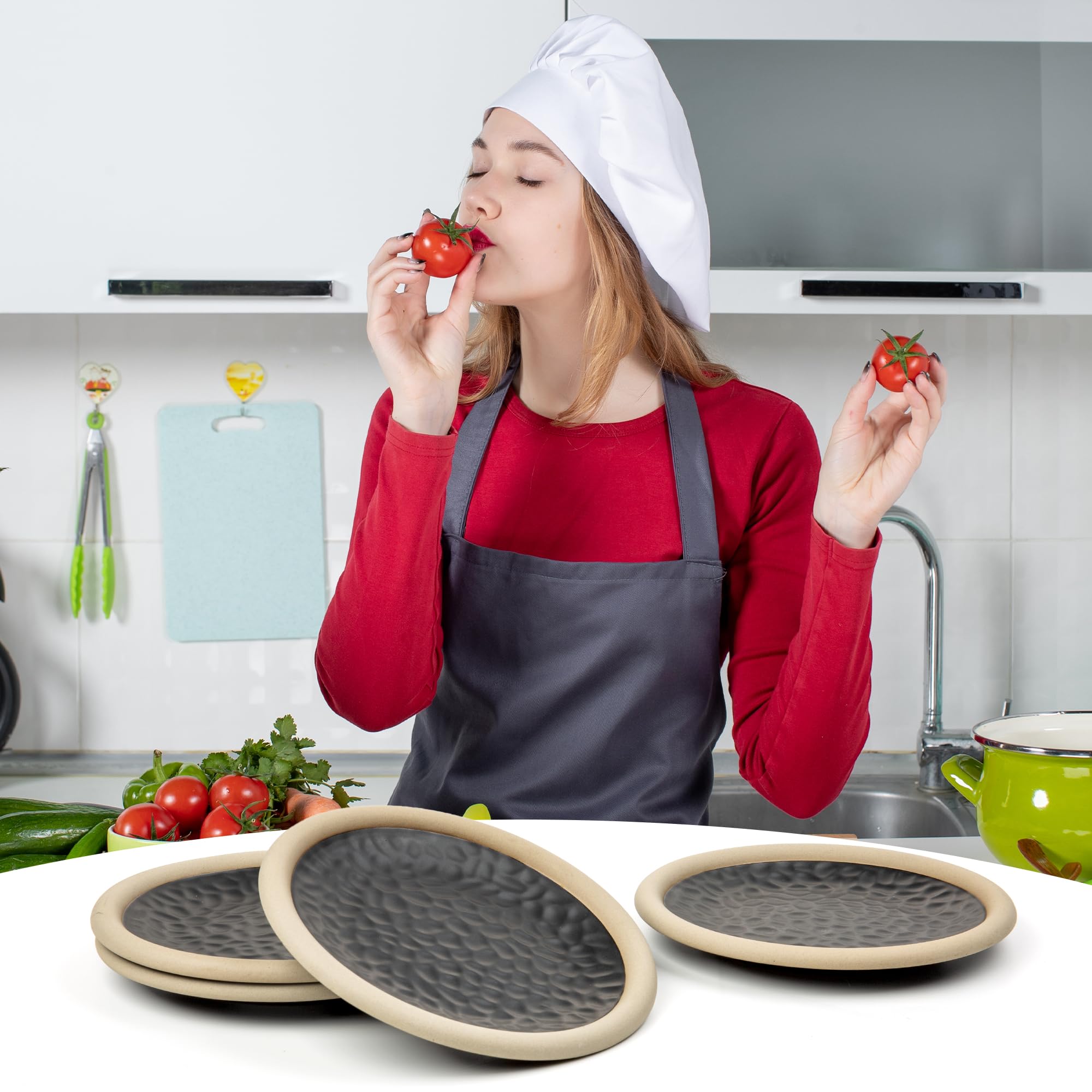 Urban Lifestyle Set Piatti Dessert 4 Pezzi 15 cm Piatti Moderni in Gres Nero Piattini Piccoli per Dolce e Antipasto Lavastoviglie e Microonde