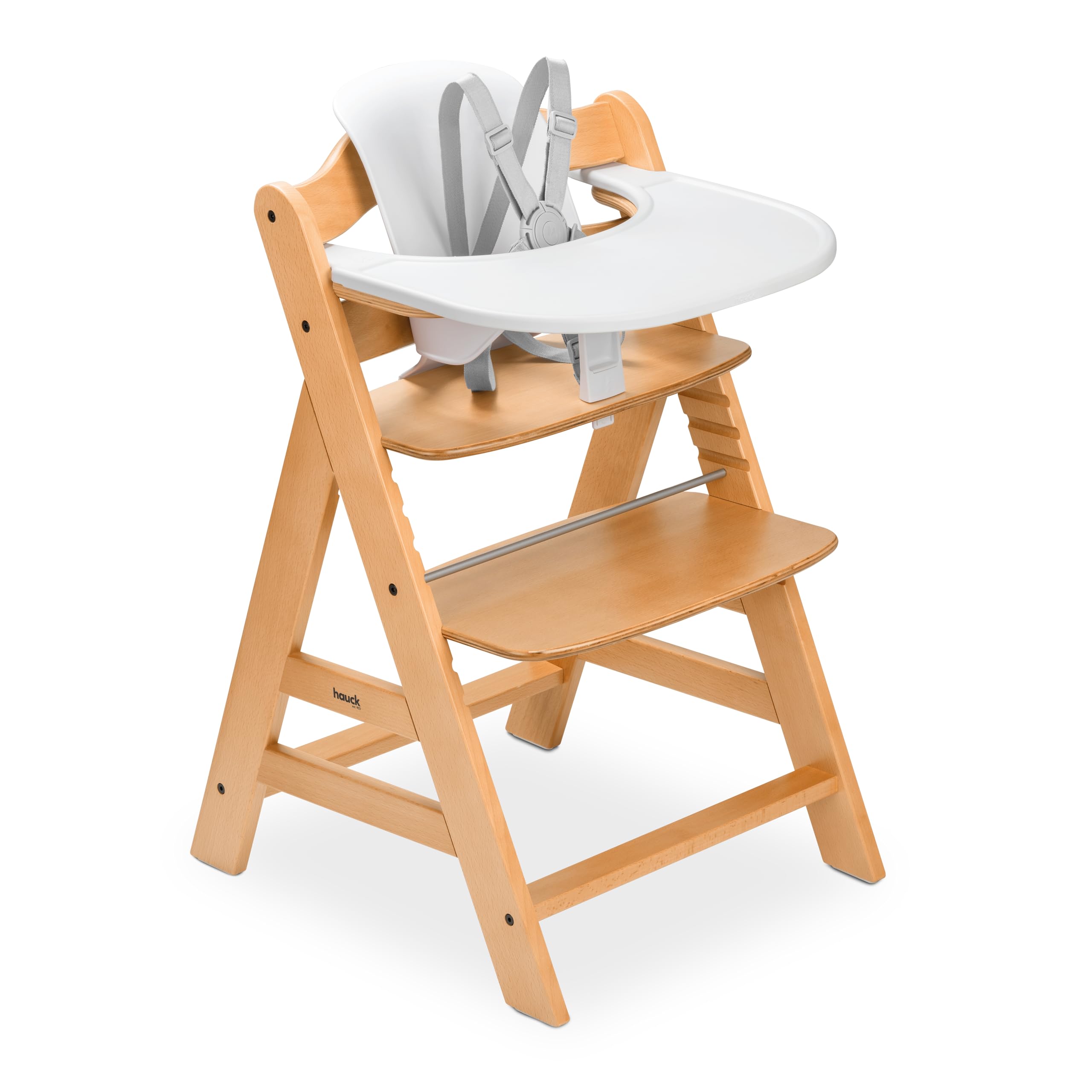 Photo 1 of **Parts Only** hauck Alpha+ Adjustable Wooden High Chair with Tray and Baby Seat - Beech Wood Feeding Chair for Babies and Toddlers from 6 Months to 198 lbs - Natural