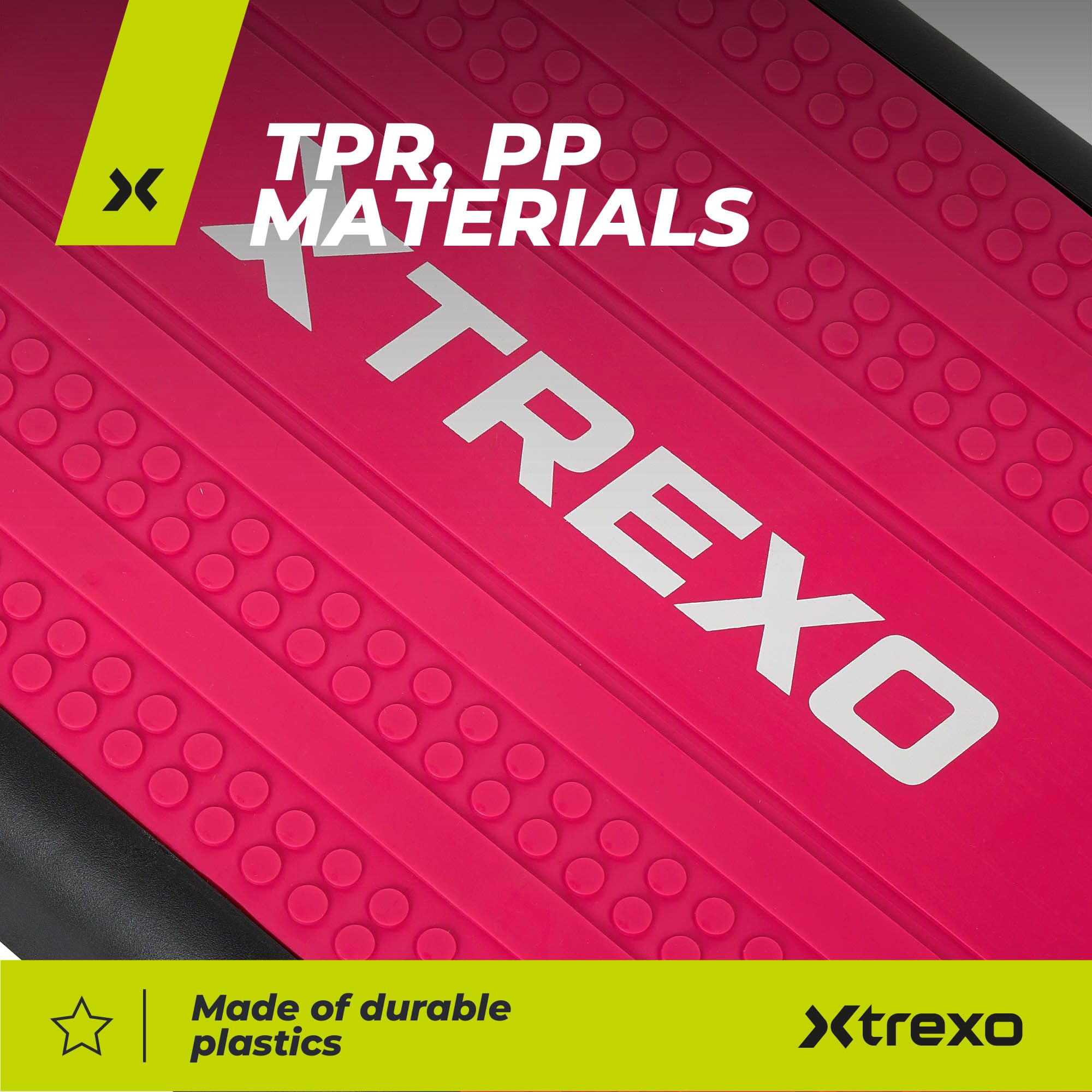 TREXO Marche d'aérobic 107x 42 cm Pour le cardio et le fitness Hauteur ajustable 10-15-20 cm Durable en polypropylène et TPR Marche d'aérobic de haute qualité jusqu'à 250 kg
