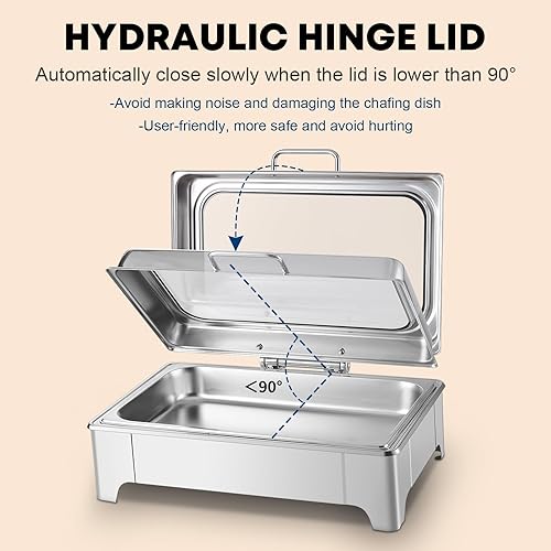 Miniatura 5 de Juego de platos eléctricos para bufé, acero inoxidable, tamaño completo, tamaño medio, bandeja de alimentos de tres secciones con control de