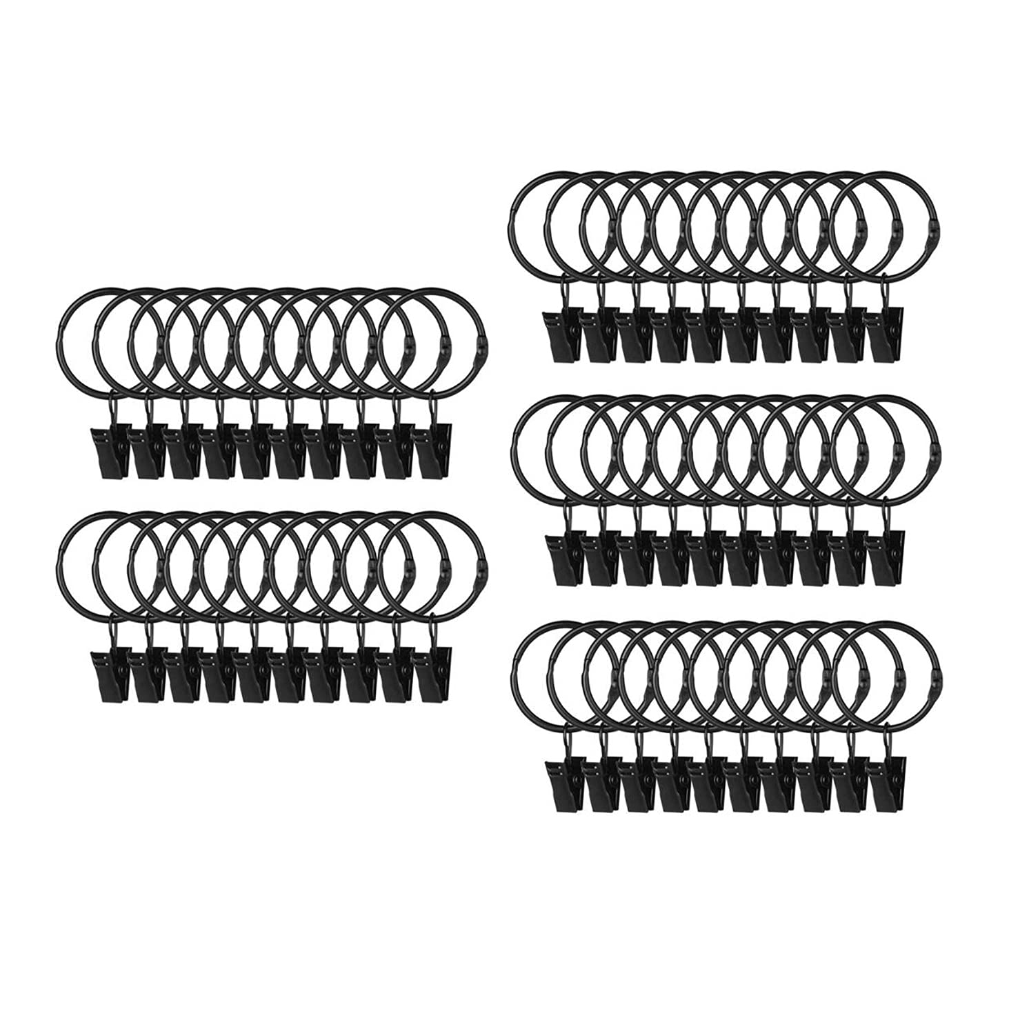 50 Anelli Per Tende In Metallo Con Clip, Diametro Interno 32 Mm, Colore Argento, Facili Da Aprire E Chiudere, Per Aste Fino A 22 Mm - 4