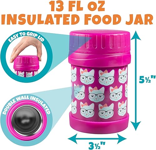 Miniatura 4 de Bentology Kit de lonchera aislada con termo reutilizable a juego y bolsa de hielo para congelador duro, bolsa térmica para niños con clip en el asa,