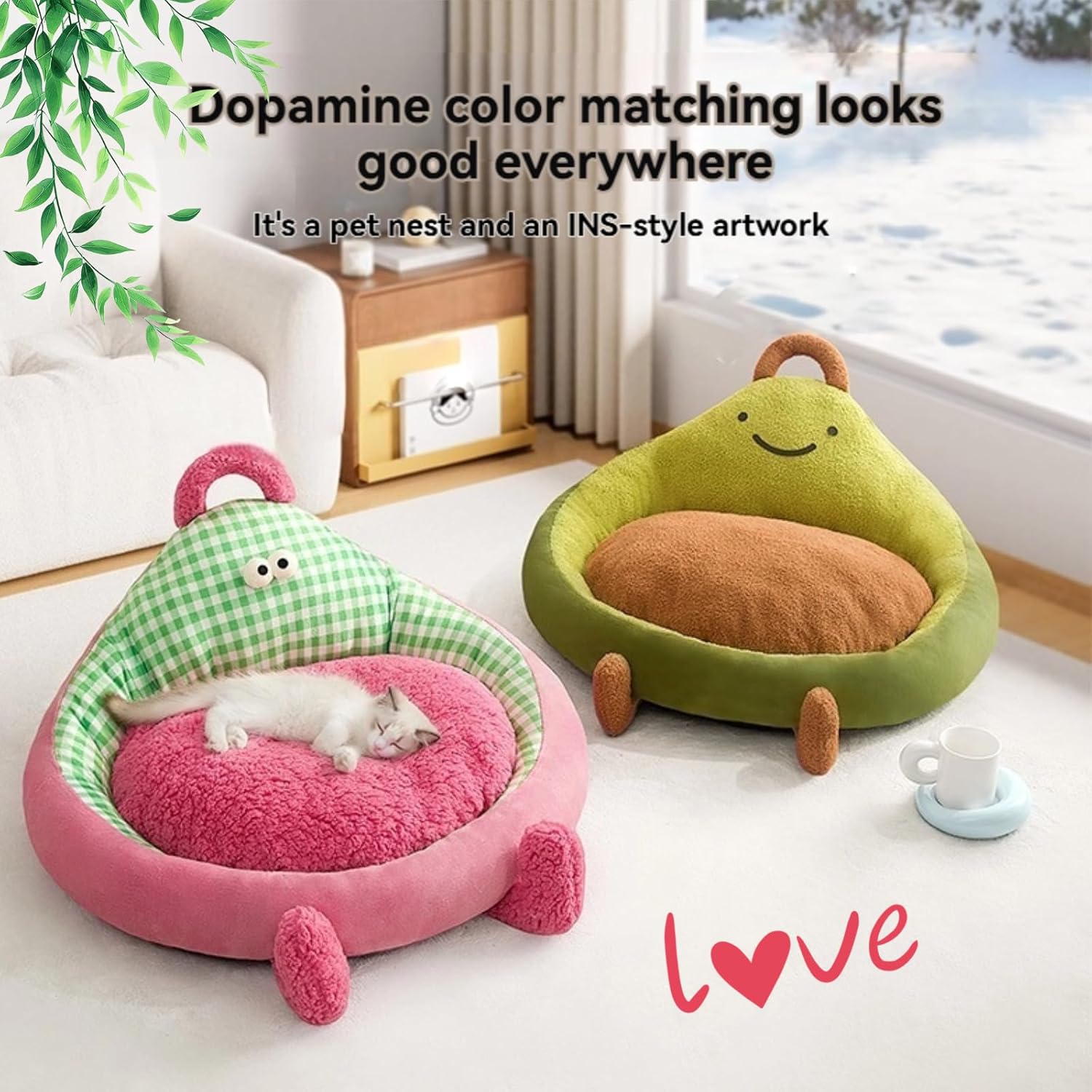 Cute Plush Donut Cuddler Cushion Orthopedic Round Indoor Cat & Dog Bed Cozy All-Season Pet Sofa Cushion with Supportive Bolster for Cats, Small Medium Puppy Dogs (Raspberry Pink,X-Large)