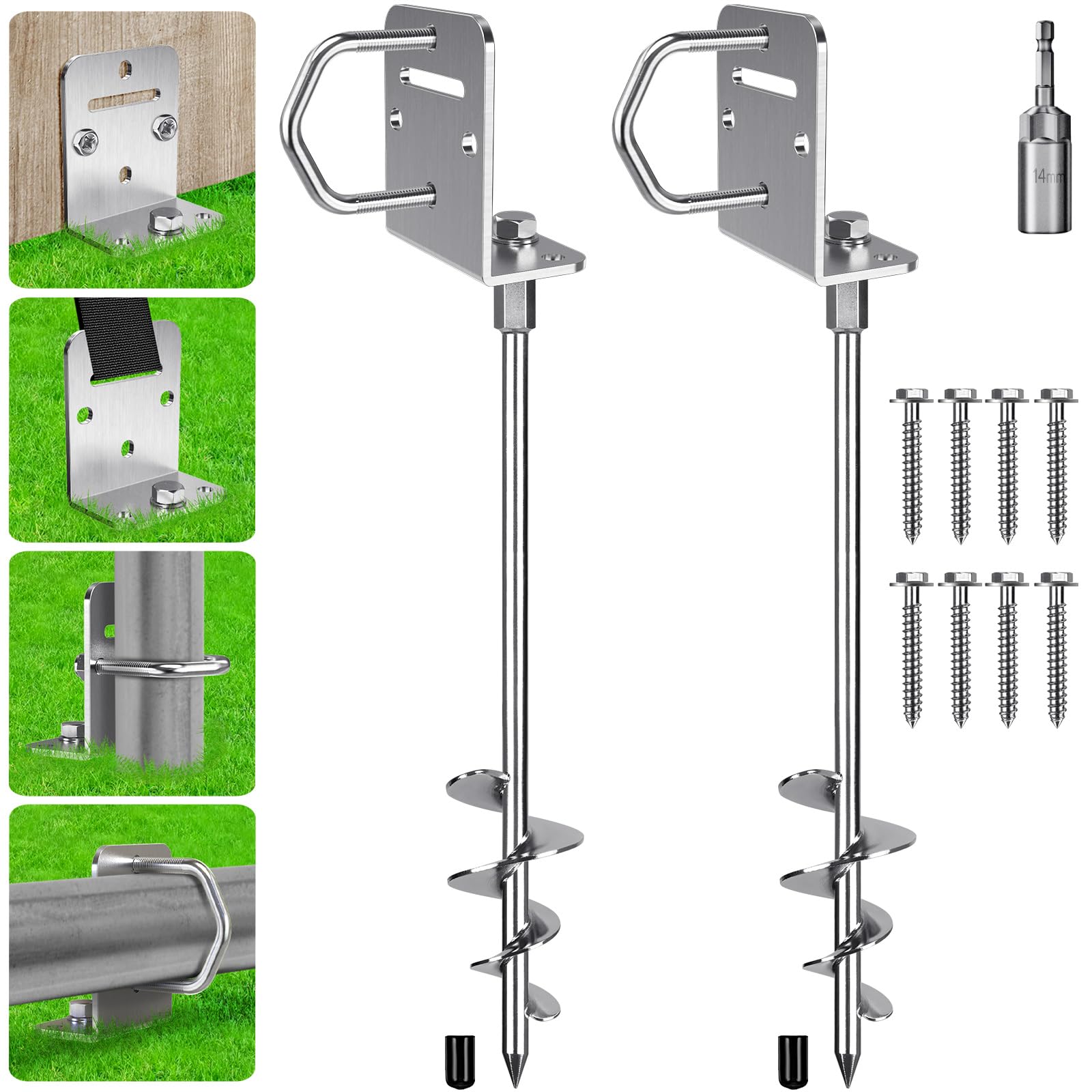 BeneLabel Ground Anchor 80cm Swing Earth Stake 2 Taper Peg w/L Plate&Ring