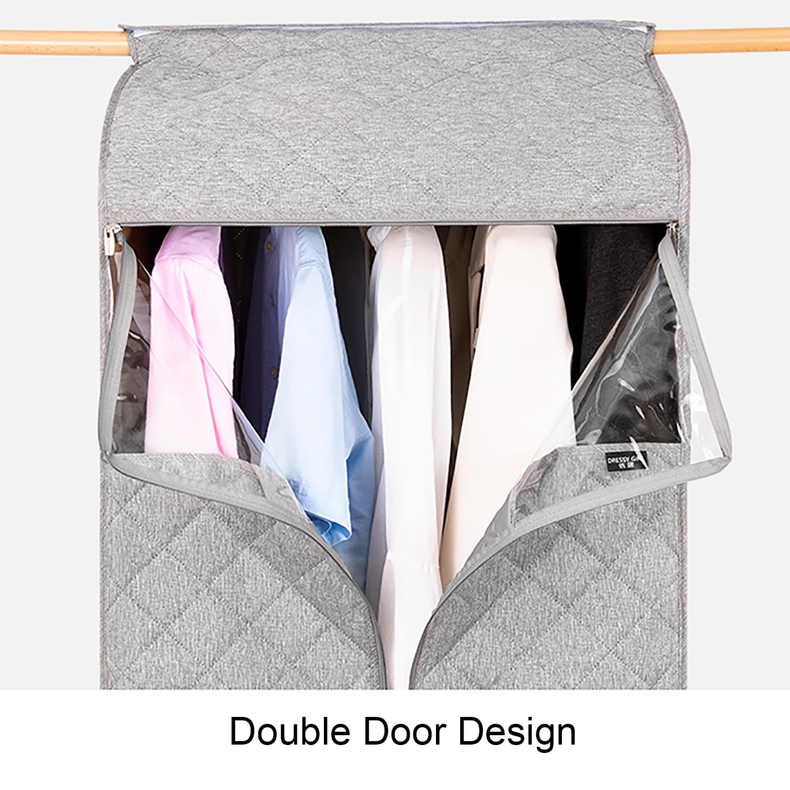 Kleiderständer mit Abdeckung, Kleidersack für Die Aufbewahrung im Schrank, Jacken, Mäntel, Anzüge, Kleiderhüllen mit Transparentem PVC-Fenster(Pink,41 * 52 * 85cm/16 * 20 * 33in)