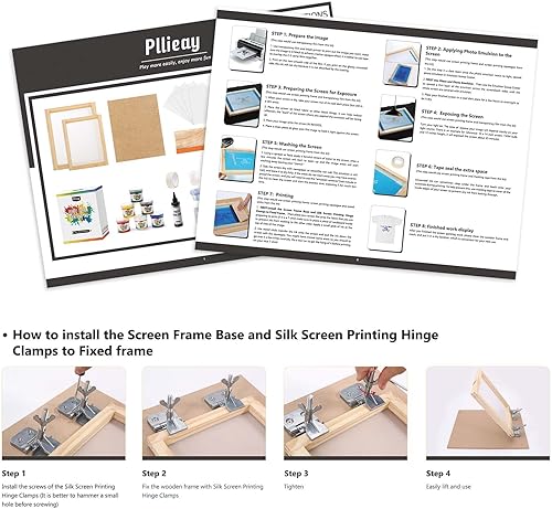 Miniatura 8 de Pllieay Kit de impresión de pantalla de 32 piezas, kit de impresión de pantalla de seda todo en uno, suministros de impresión de pantalla que
