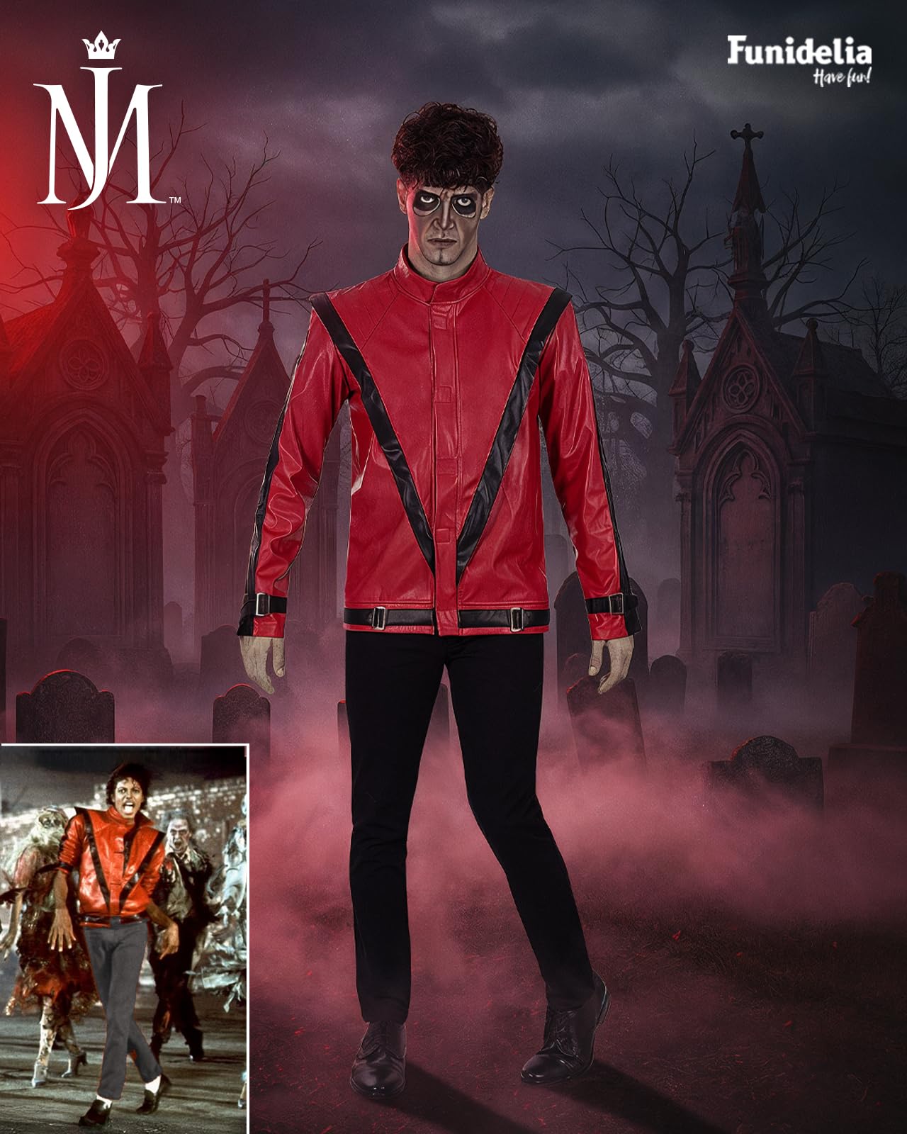 Funidelia Veste Officielle de Michael Jackson Thriller pour homme. Accessoires de déguisements pour adultes pour fêtes, Carnaval et Halloween
