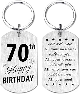 Happy 70th Birthday Keychain Gifts, 70th Birthday Gifts for Women Men, 70 Year Old Birthday Gifts, 70th, 2 * 1.1inch