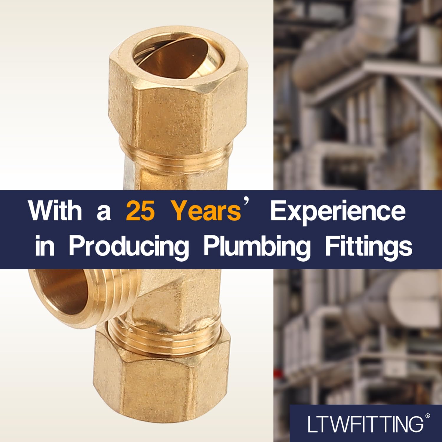 Ltwfitting Laiton 5/20,3 cm OD X 5/20,3 cm OD X 1/5,1 cm mâle NPT Compression Branch Tee Fitting (lot de 5)