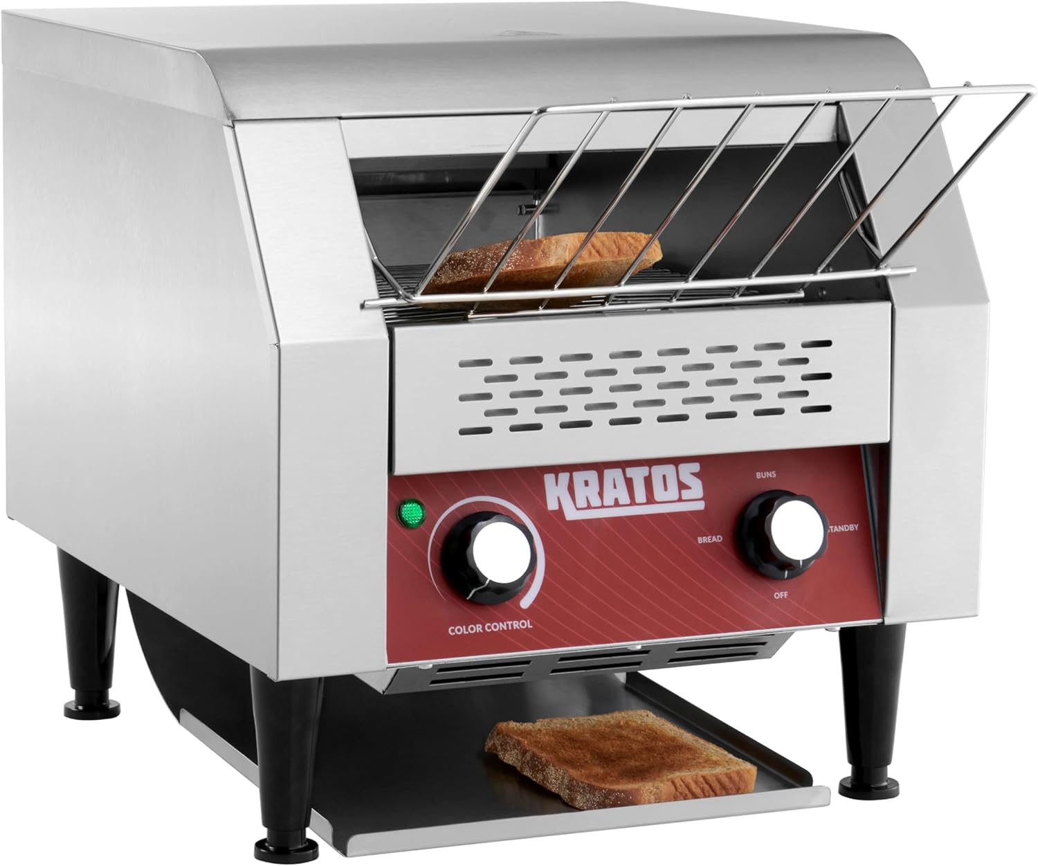 Commercial Conveyor Toaster, Stainless Steel Countertop Toaster, Toasts 300 Slices of Bread per Hour, 10.5" Wide Conveyor Toasts 2 Slices of Bread At Once, 120V, 1750W