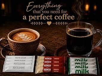 75 All-in-One Coffee Bundle - Rich Instant Coffee Sachets, Lakeland UHT Semi Skimmed Milk Sticks, White Sugar Sticks - EACH x25 - Individually Wrapped Portions for Home, Office & Travel.
