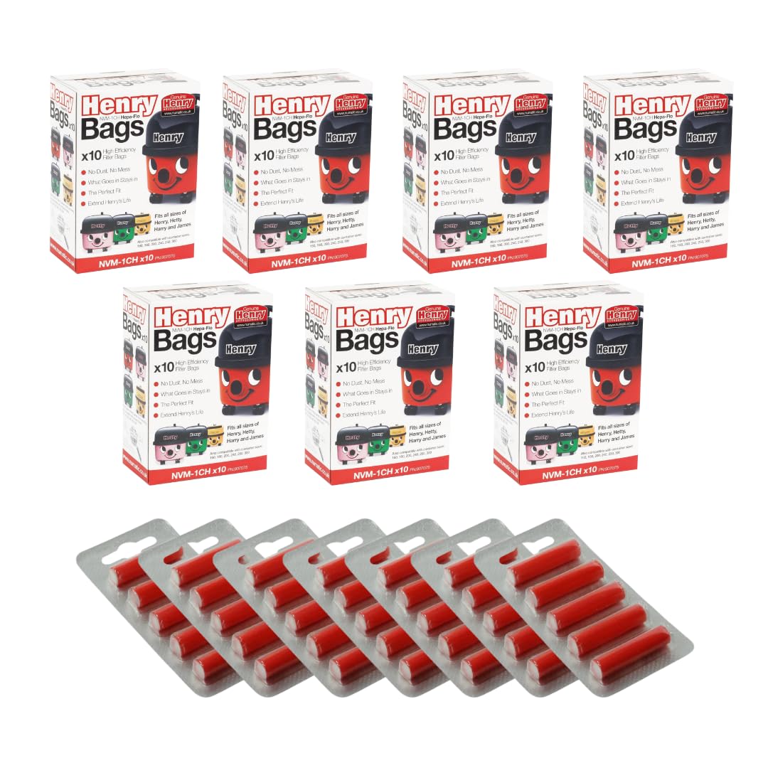 Avern Genuine Numatic Hepa-Flo Henry Hetty NRV Vacuum Cleaner Dust Bags (Pack of 70 + 35 Freshener Sticks)