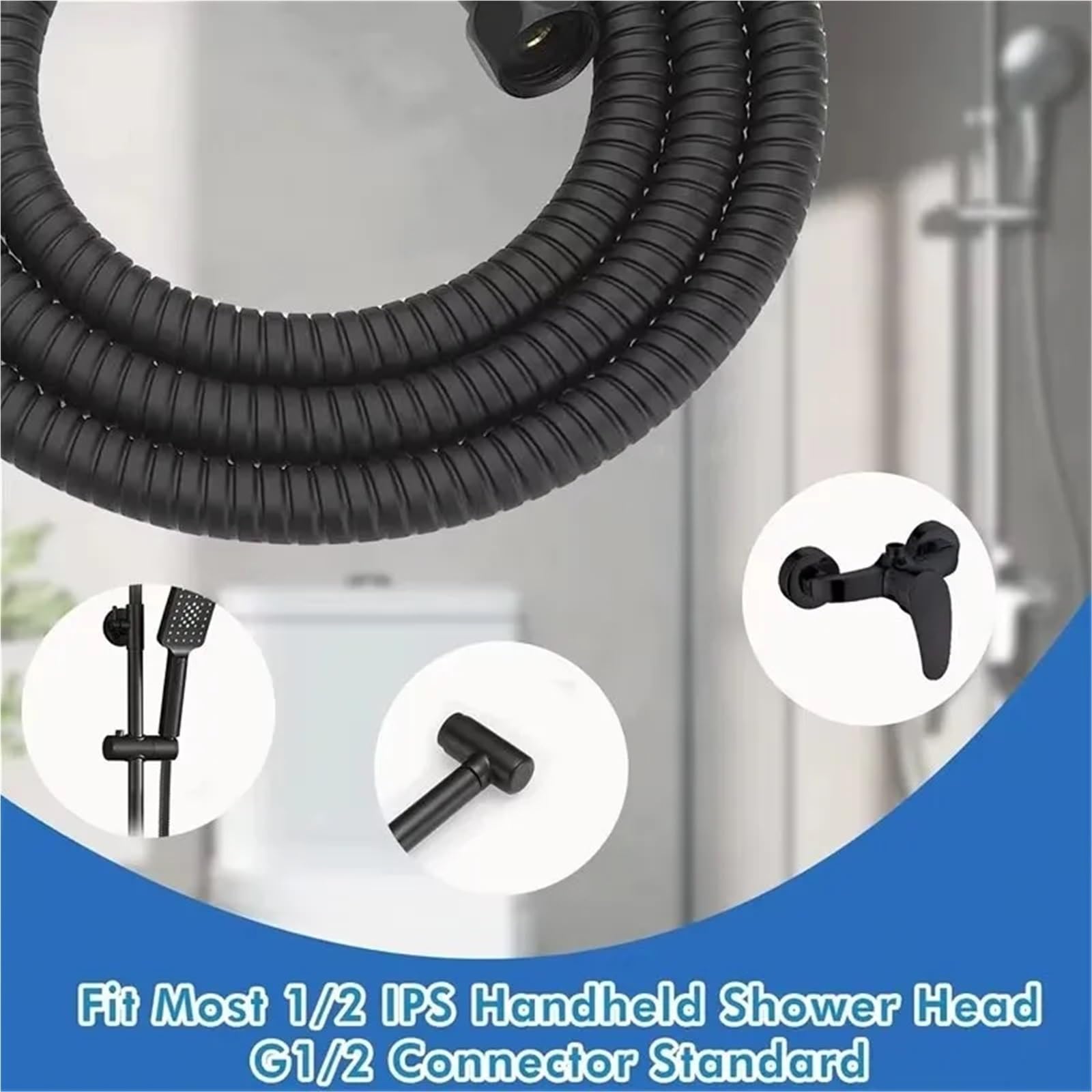 Manguera de ducha de repuesto, Manguera de ducha Flexible de PVC, varios tamaños, Multicolor, extensión de agua for baño, tubo de plomería, tubo de tracción(Sliver,3Meters)
