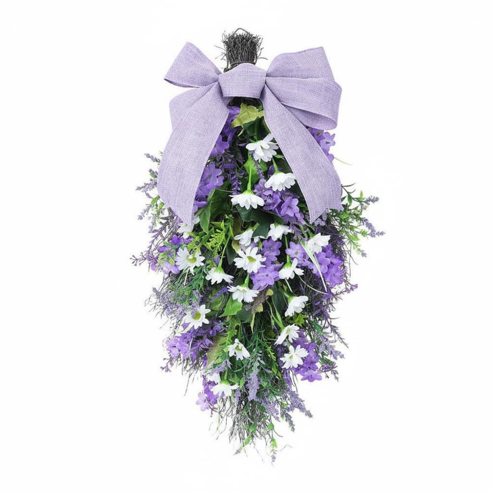 Violet Teardrop Wreath Rustic Farmhouse Design Violet Lavender Wreath Low Maintenance Hanging Flower Swag for Wall, Purple Upside Down|Home & Garden | Home D?cor | Floral D?cor-image-14