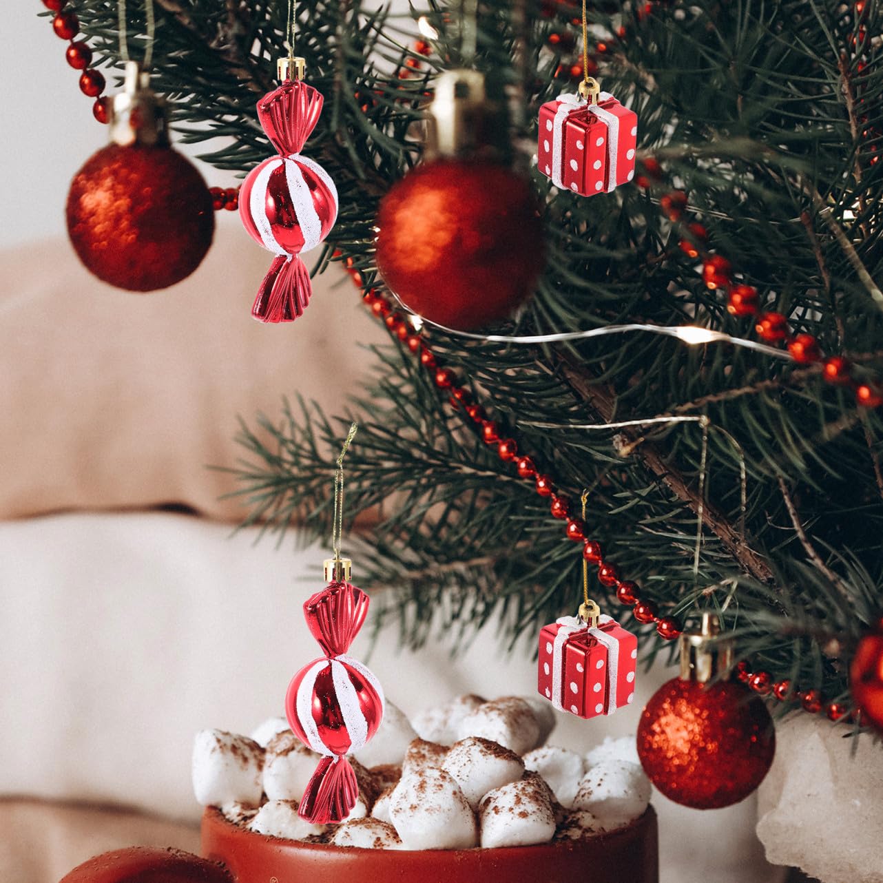 SOIMISS 16stücke Teiliges Weihnachtsbaum-hängedekoration Mit Geschenkbox Und Zuckerstangen Farbige Xmas Ornamente Für Festliche Tisch Und Baumschmuckgestaltung
