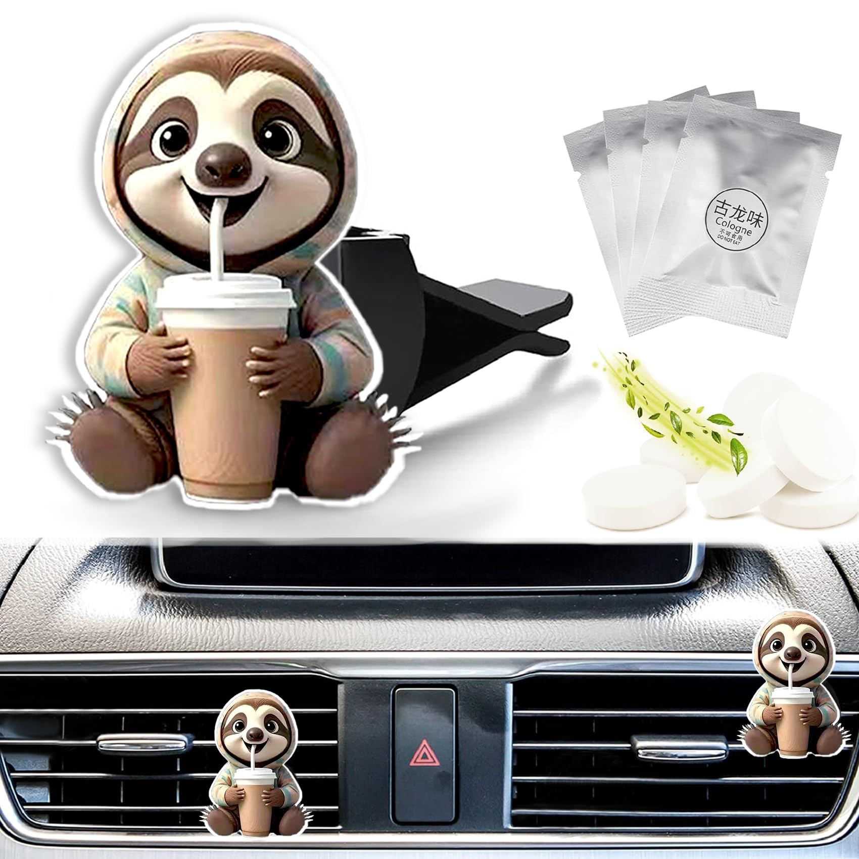 Sloth Fresh Scented Car Air Freshener Vent Clip Decorative
