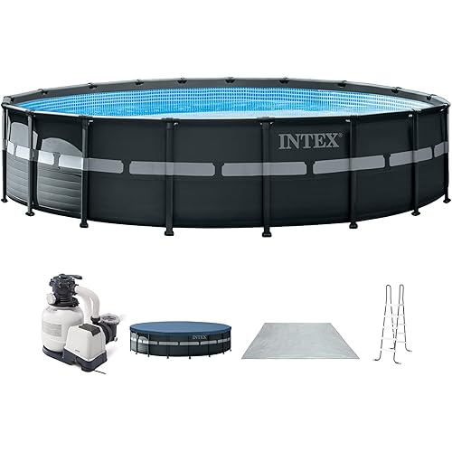 INTEX Ultra XTR 18 ft x 52 in Above Ground Pool Set, Round Swimming Pool with Steel Frame, 2100 GPH Sand Filter Pump, Ladder, Cover, & Ground Cloth