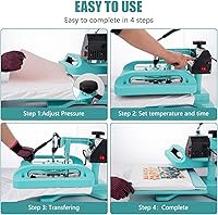 Vista 11 de Prensa de calor de 15 x 15 pulgadas, máquina de prensa de calor 8 en 1 con accesorio de vaso de 30 onzas, máquina de sublimación profesional