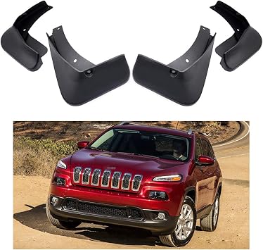 Mud Flaps Splash Guards Compatible with Jeep Cherokee 2014-2018 | No TRAILHAWK models, Front Rear Mud Guards Set of 4, Black