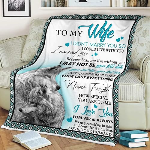 Miniatura 3 de HG86 Manta personalizada con texto en inglés "I Didn't Marry You So", manta personalizada con estampado de lobo, regalo para esposa del esposo en