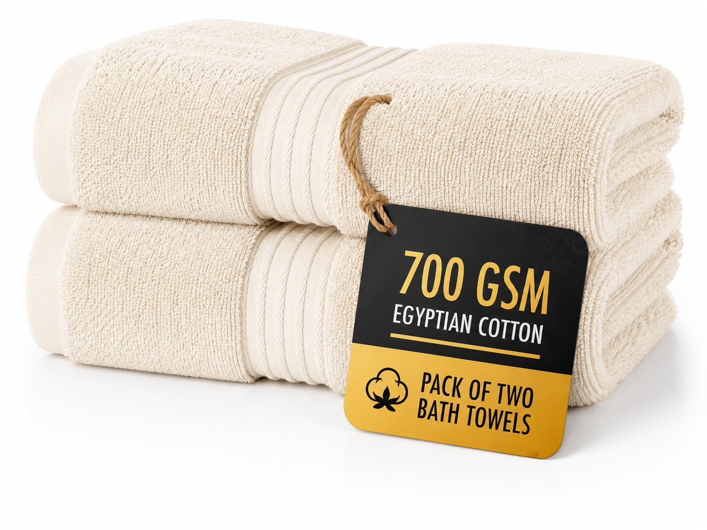 ALSAP Butter Cream Bath Towels Set Of 2 (130x70cm) – 700 GSM Super Absorbent Egyptian Cotton Bath Sheets – Hotel Quality Quick Dry Bathroom Towels for Home, Spa, Gym, Beach & Swimming Pool — image 1