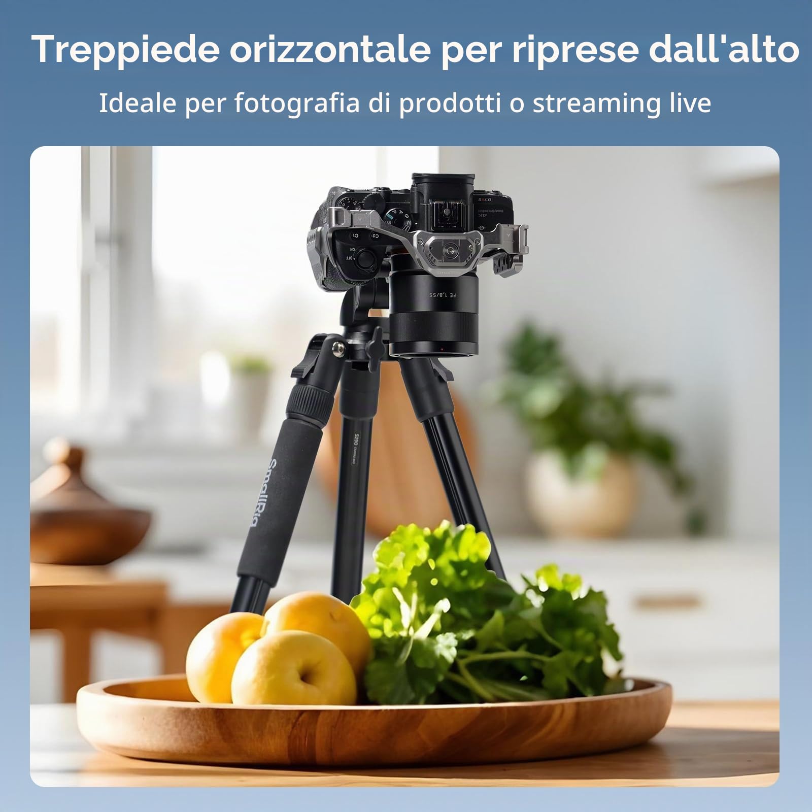 SmallRig CT25 - Treppiede orizzontale da 164 cm per iPhone e fotocamera, con supporto per telefono e borsa per il trasporto, 10 kg di carico massimo in alluminio leggero, treppiede per fotocamera per