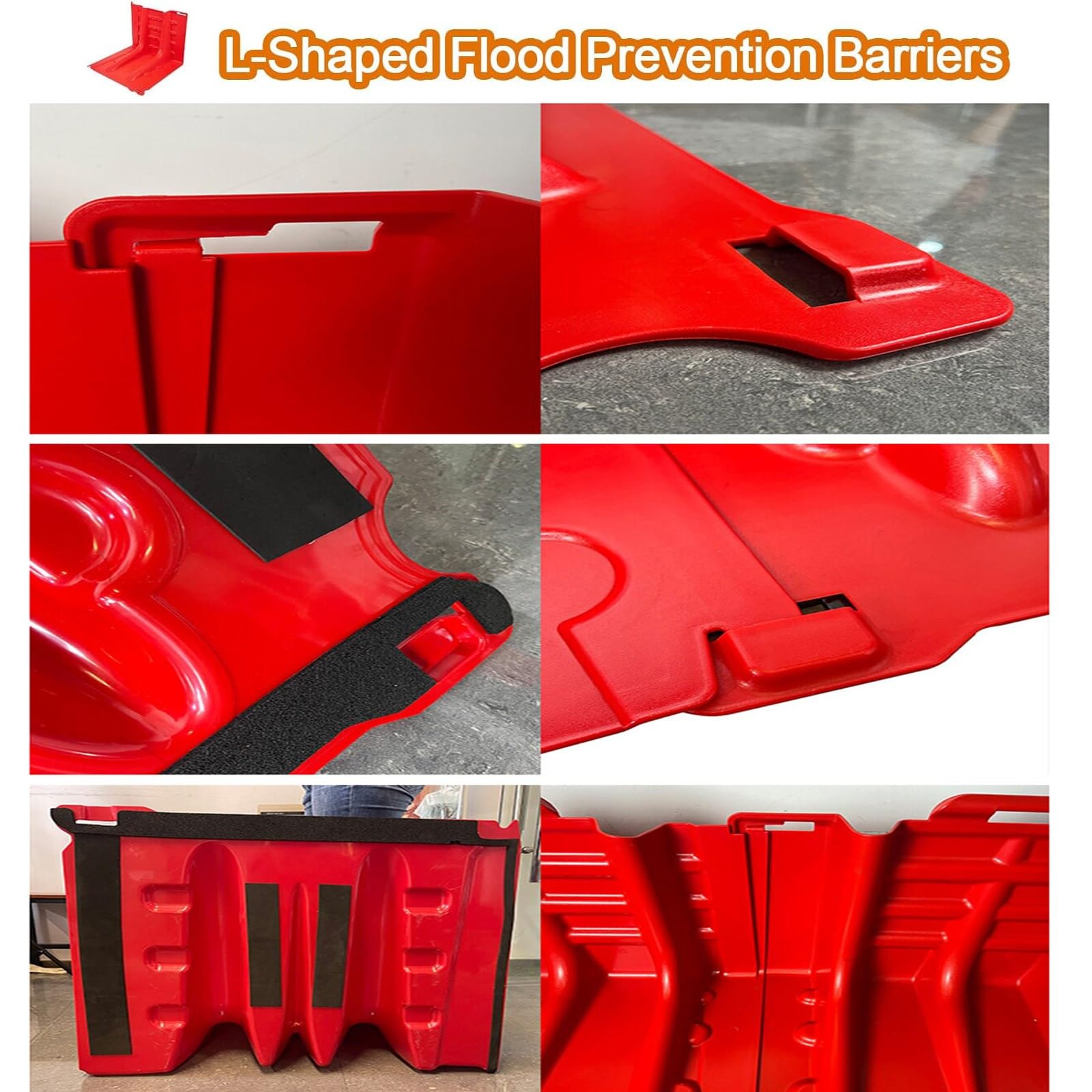 Barriera antiallagamento a forma di L, controllo dell'acqua impilabile, installazione senza fori, per garage e cantina, design salvaspazio
