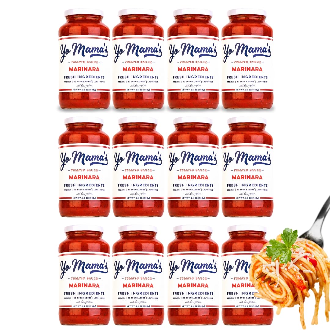 Yo Mama's Foods Keto Marinara Pasta Sauce - Pack of (12) - No Sugar Added, Low Carb, Low Sodium, Gluten Free, Paleo Friendly, and Made with Whole, Non-GMO Tomatoes.