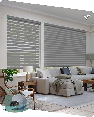 Miniatura 80 de Yoolax Persianas motorizadas con control remoto, persianas motorizadas de cebra compatibles con Alexa, persianas motorizadas de privacidad, 70%