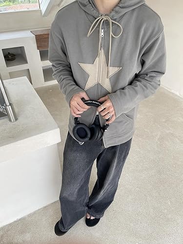 Miniatura 6 de CYee Emo Hoodie Y2K Acubi Zip Up Star Patchwork Sweatshirts Oversized Grunge Gothic Jacket Hiphop Alt Baggy Harajuku Outfit