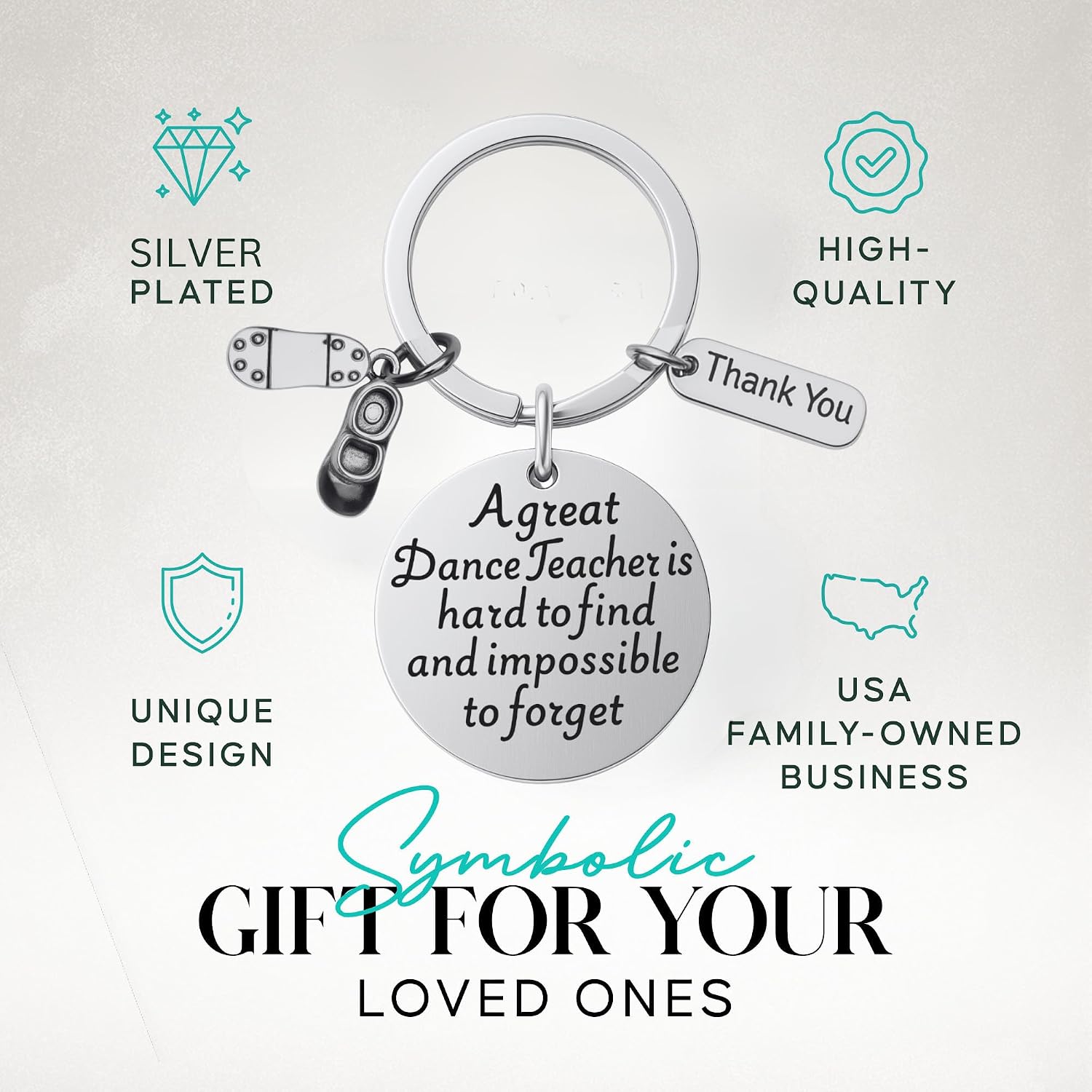 Tap Dance Teacher Keychain – Stainless Steel Appreciation Gift, Thank You Jewelry for Instructors, Recitals & Competitions image 3
