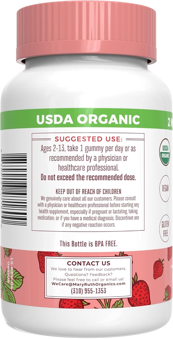 MaryRuth Organics Gummies for KidsMultivitamin (Mixed Berry & Cherry), Probiotic (Strawberry) | USDA Organic, No Gelatin! | Vitamins for Immunity, Gut Health, Overall Wellness | Vegan, Non-GMO