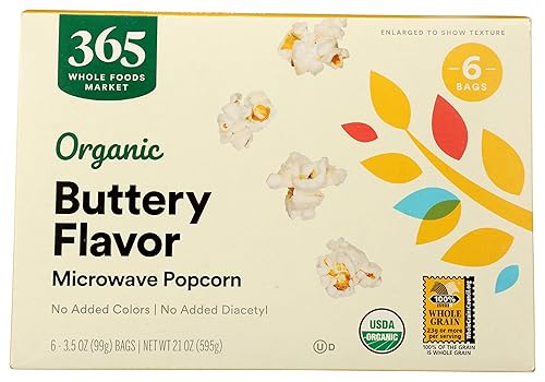 365 by Whole Foods Market, Palomitas de maíz orgánicas para microondas, 21 onzas