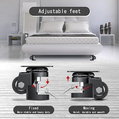 Miniatura 5 de COOWOO Ruedas giratorias de placa de nivelación de 2 pulgadas con almohadilla de nivelación ajustable antivibración, ruedas giratorias resistentes