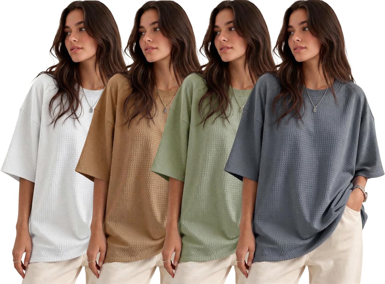 rodzen Women Oversized Polycotton Textured Half Sleeve Tshirt|Oversized|Drop Shoulder|Loose fit|Pack of 3-picture-25