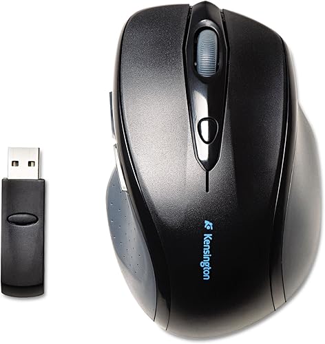 Kensington Mouse inalámbrico Pro Fit de tamaño completo (K72370US), color negro y plateado
