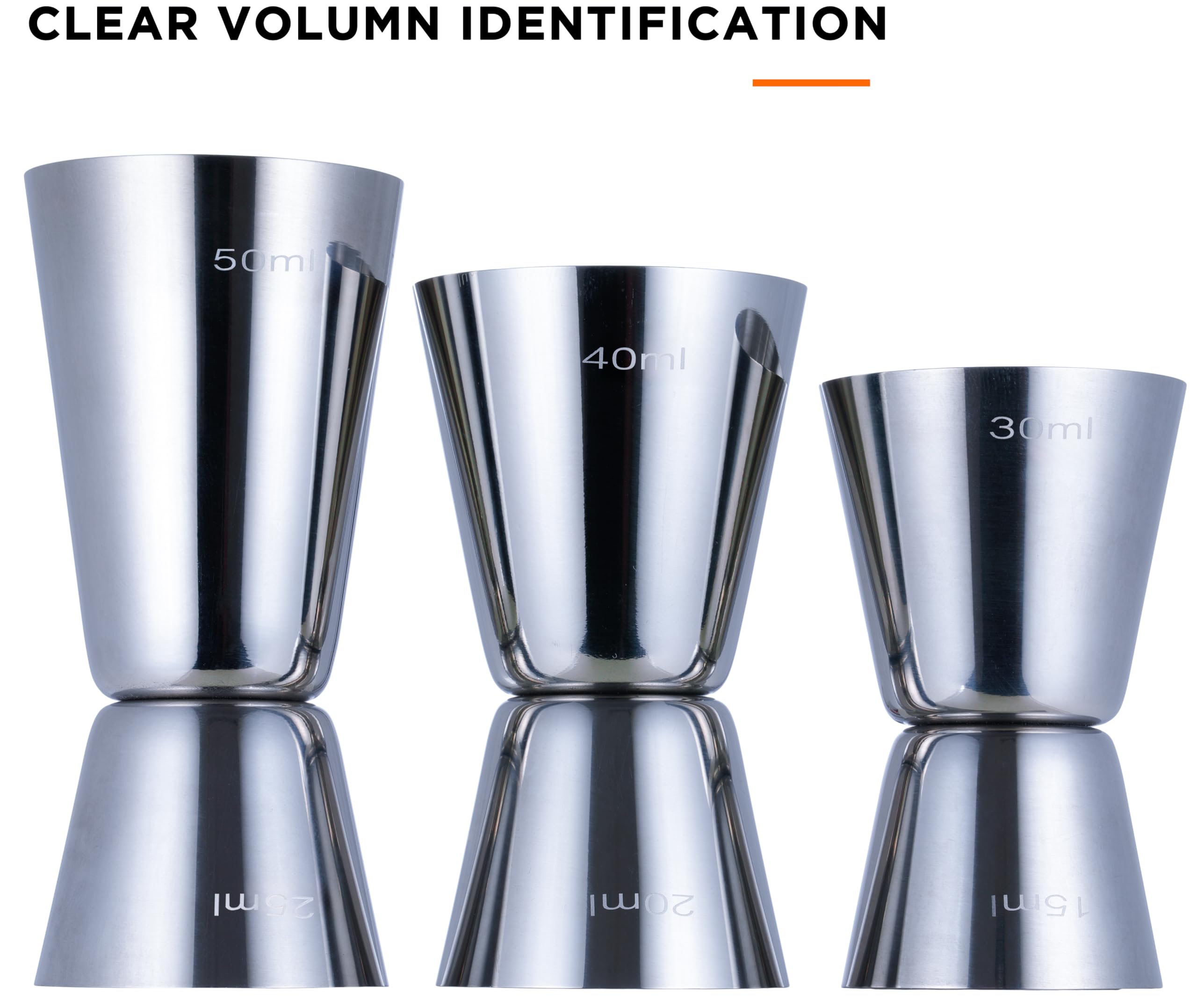 YoiYee Twin Pack Stainless Steel Cocktail Jiggers - Image 3