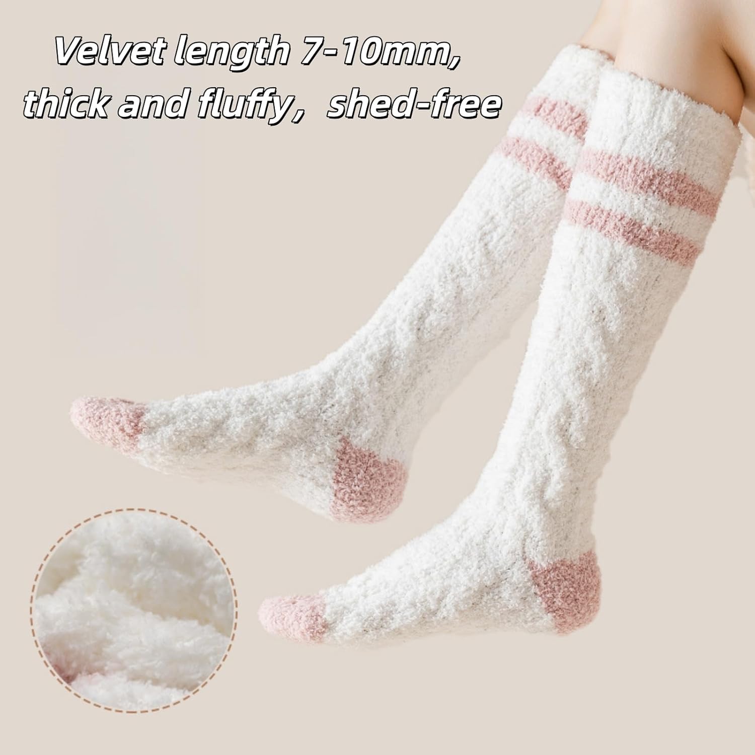 Coral Fleece Socks，Wool Socks for Women Hiking Thermal，Cute Winter Warm Calf Socks， Sleeping Floor Home