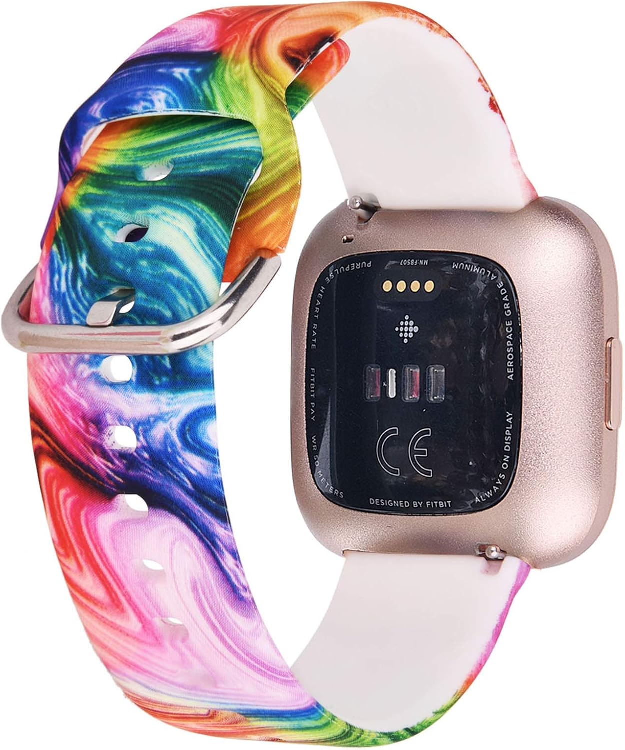 CAGOS Compatible with Fitbit Versa 2/Fitbit Versa/Fitbit Versa Lite Bands for Women Men, Floral Versa Silicone Sport Strap Accessories Replacement Wristbands for Fitbit Versa Smartwatch (Colorful)