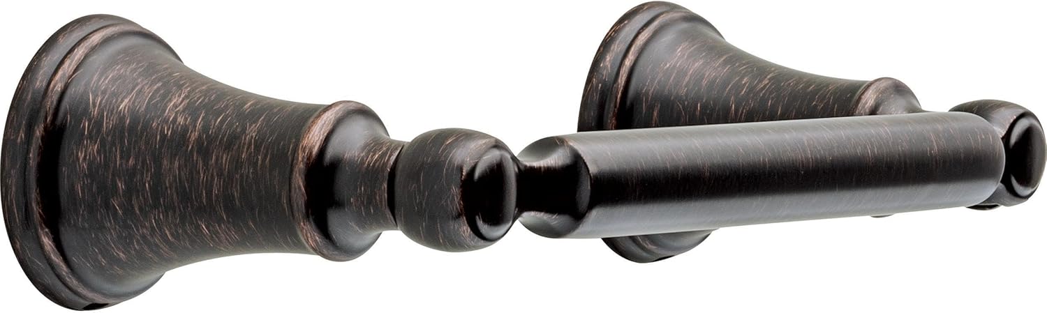 Delta Woodhurst (1-Pack) Toilet Paper Holder Venetian Bronze Tissue Roll Holder for Bathroom Organization and Storage Pivoting Toilet Tissue Holder Wall Bathroom Accessories 73250-RB