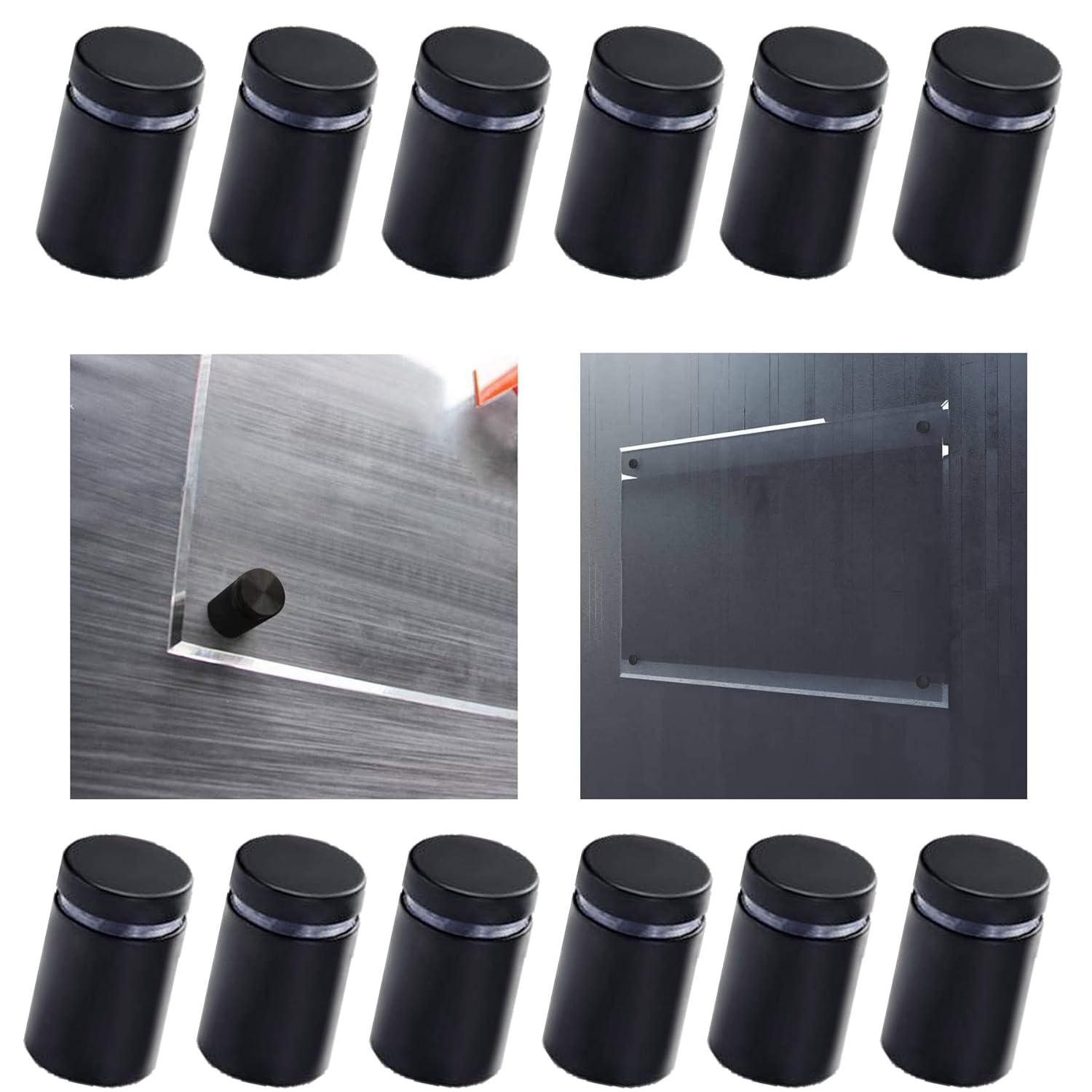 QUARKZMAN 12-tlg. Abstandsschrauben Edelstahl - Montageset Für Acrylschilder & Werbetafeln