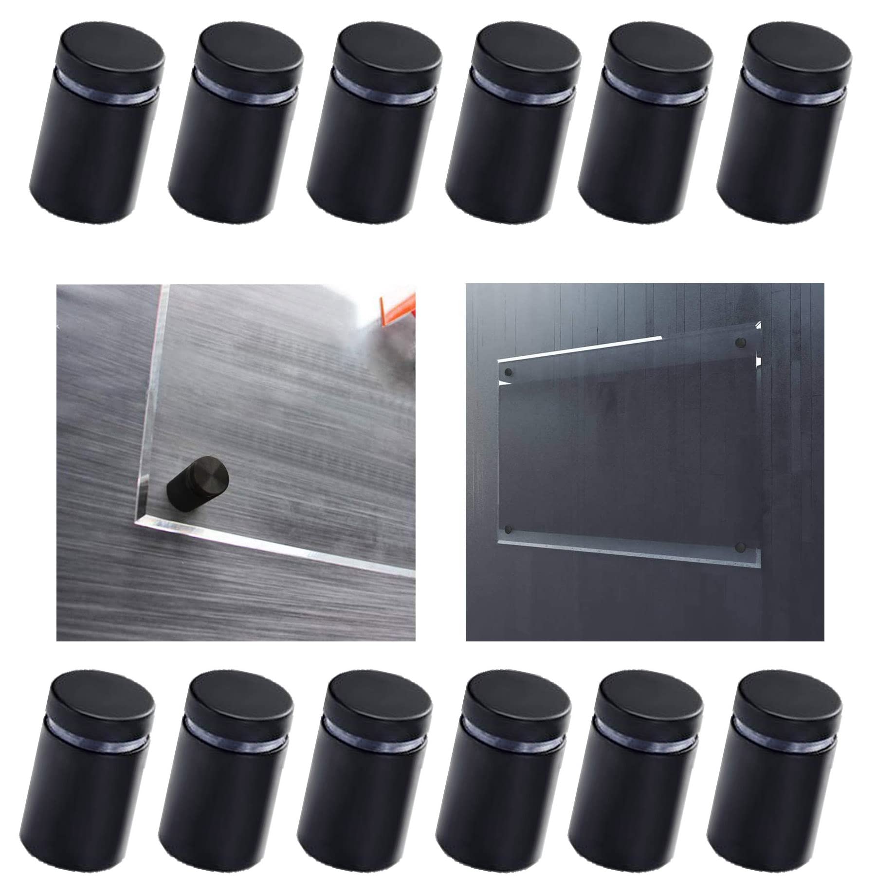 8 Viti Distanziatrici Per Vetro - Acciaio Inox Golden, 19x25 Mm, Con Guarnizioni, Per Cartelloni Pubblicitari - Foto 8