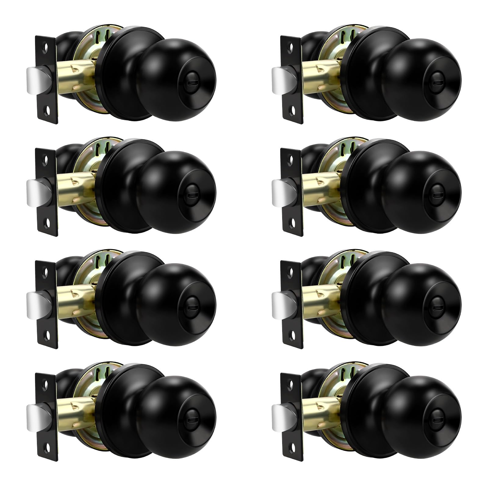 Black Interior Door Knobs - 10 Pack, Keyless Privacy -29