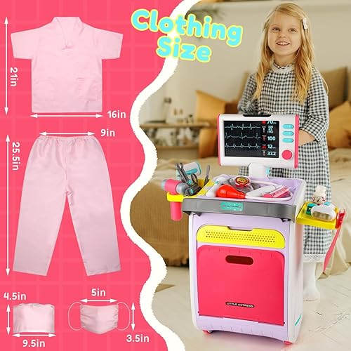 Miniatura 2 de LOYO Kit de médico para niños, juego de médicos para niños pequeños, carrito médico para niños con disfraz de médico para niños y niñas, regalo de