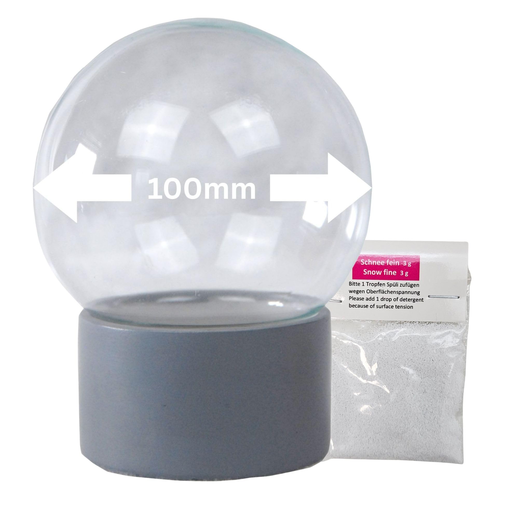 Kit DIY Boule à Neige 100 Mm - Boule En Verre + Socle Noir Carré - Créez Votre Propre Snow Globe Personnalisé