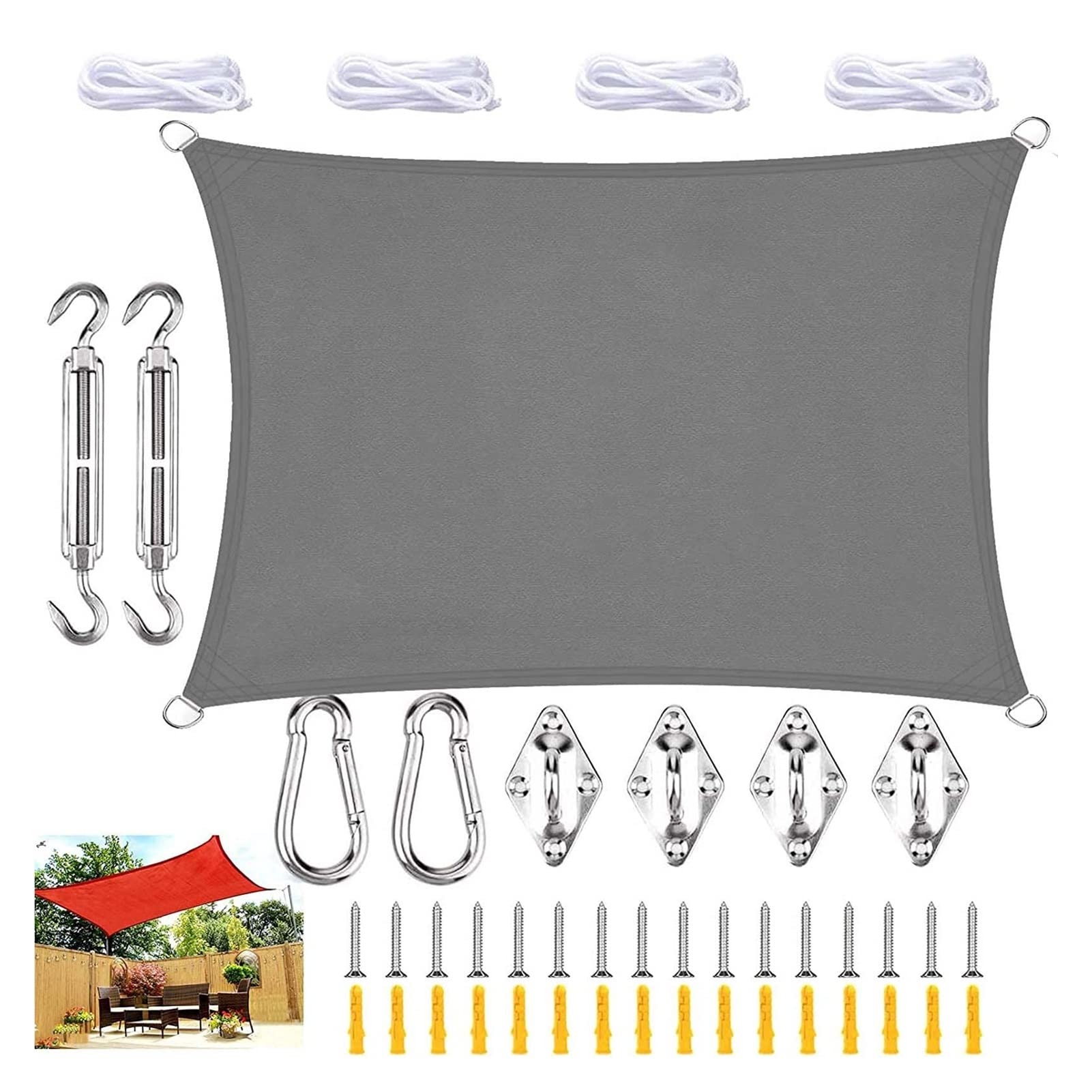 Voile d'ombrage gris imperméable pour ombrager le jardin sans parasol encombrant
