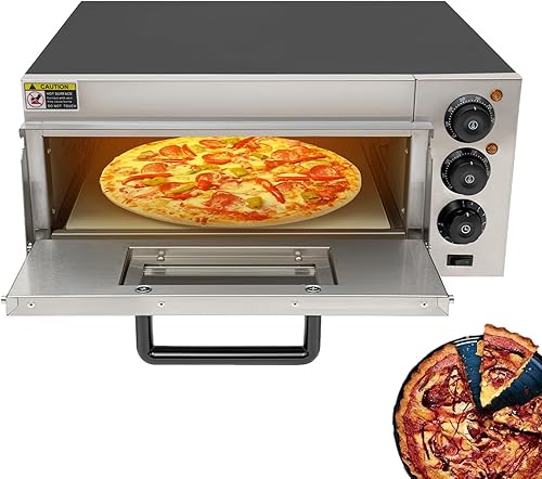 Miniatura 2 de Horno de pizza eléctrico para interiores, portátil, para encimera, horno de pizza versátil comercial con piedra de losa de 1800 W, 110 V, máquina de