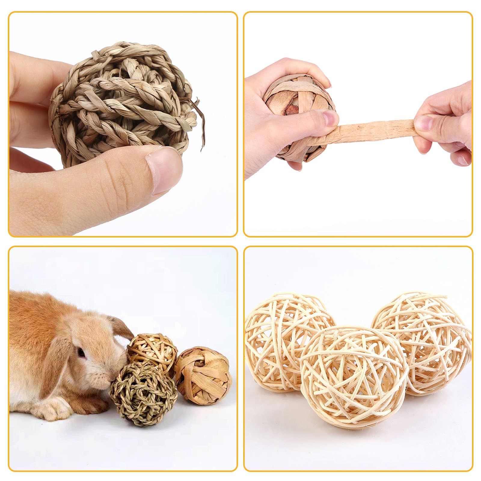 15 Piezas Masticar Juguetes Para Animales Pequeños, Bolas De Hierba Masticar Juguetes Masticar Pelotas Masticar Juguete Juguete Conejo Pelotas De Juego Para Conejos Hamsters Chinchillas Cerdos Gerbo