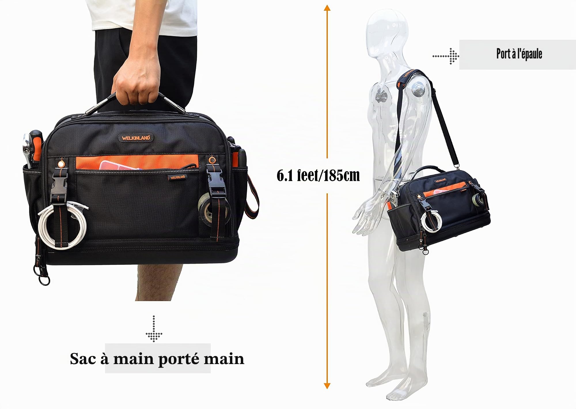 WELKINLAND Organiseur à outils 42 poches – Sac à outils étanche pour CVC et électricien