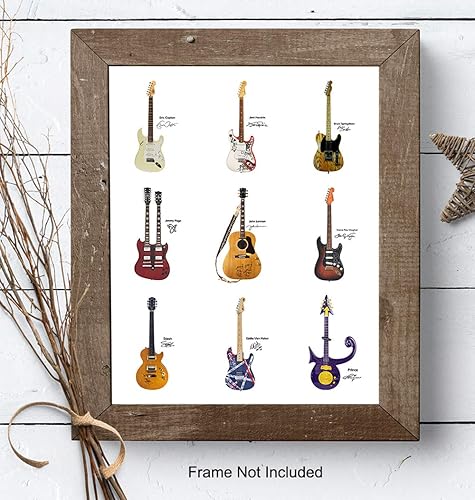 Miniatura 8 de Guitar Wall Decor Poster -8x10 Home Decor Art Print - Musician Gifts for Hendrix, Van Halen, John Lennon, Stevie Ray Vaughan, Springsteen, Rock Star